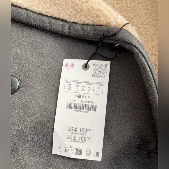 Zara faux shearling double faced coat NWT - Picture 6 of 8
